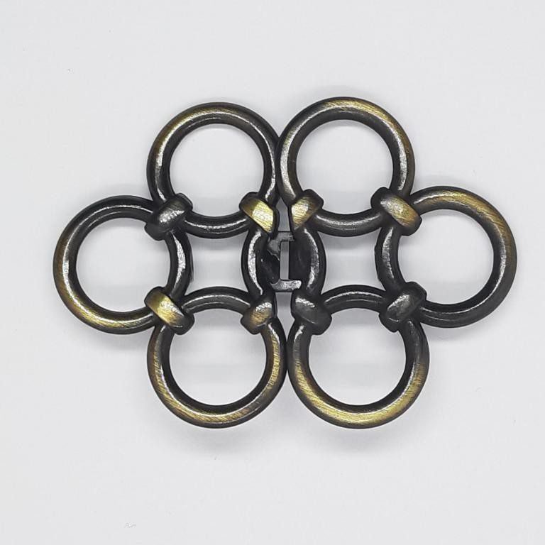 Broche cierre metálico círculos oro viejo