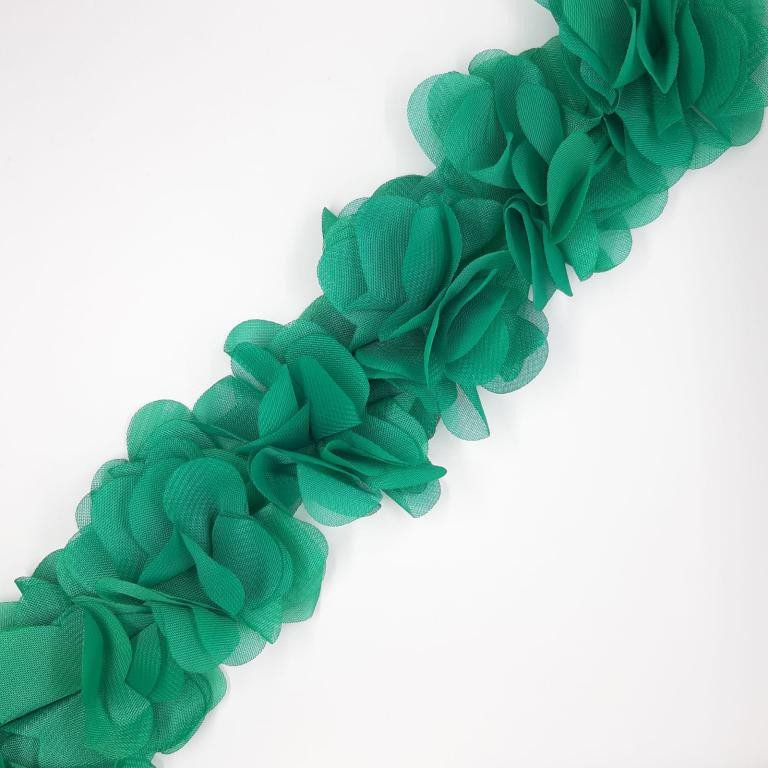 Tira flores organdí verde