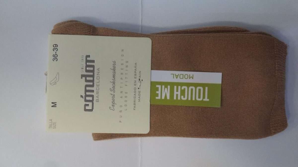 Calcetín modal punto liso no oprime camel Condor