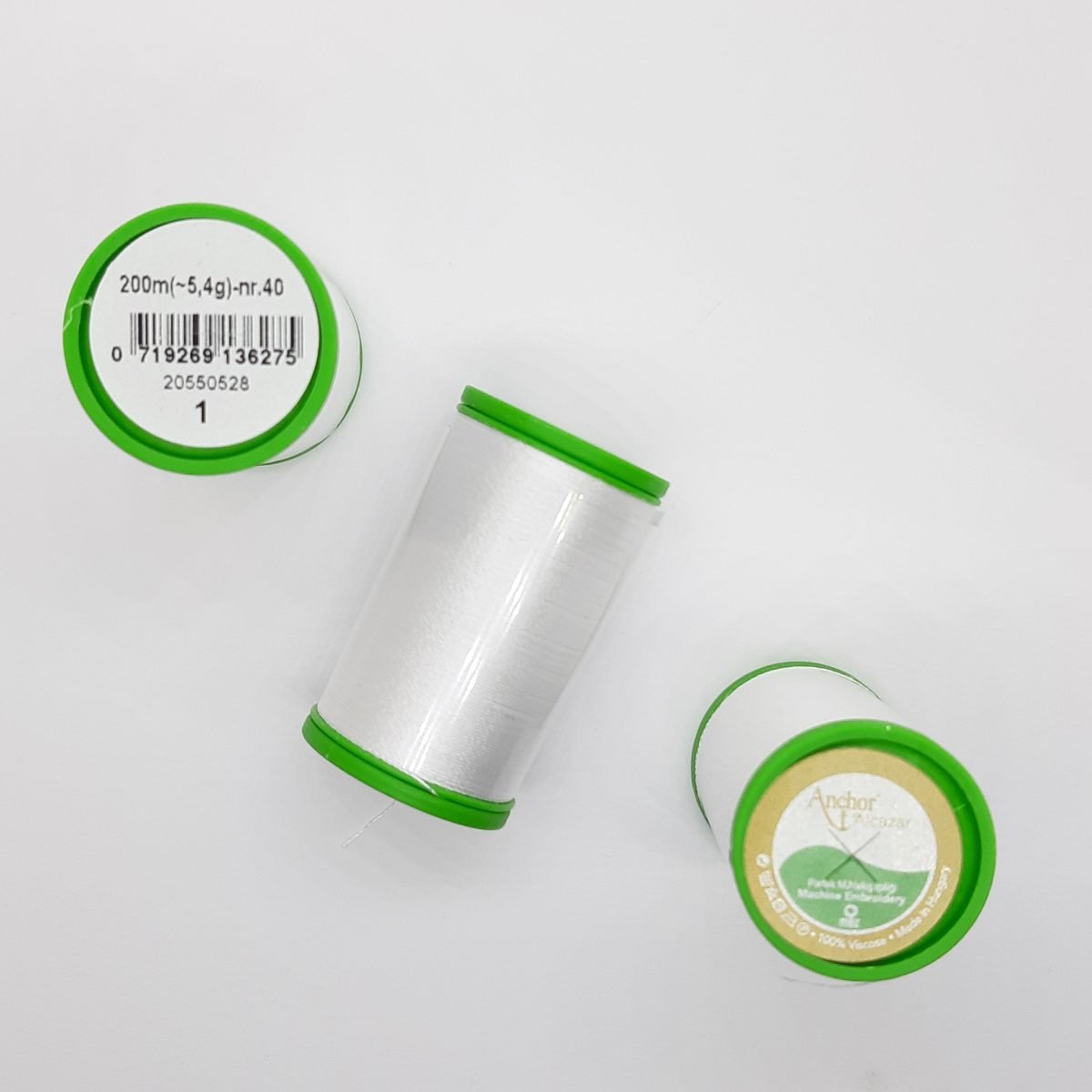 Hilo bordar a máquina Anchor Alcazar Nº 40 blanco 100% viscosa