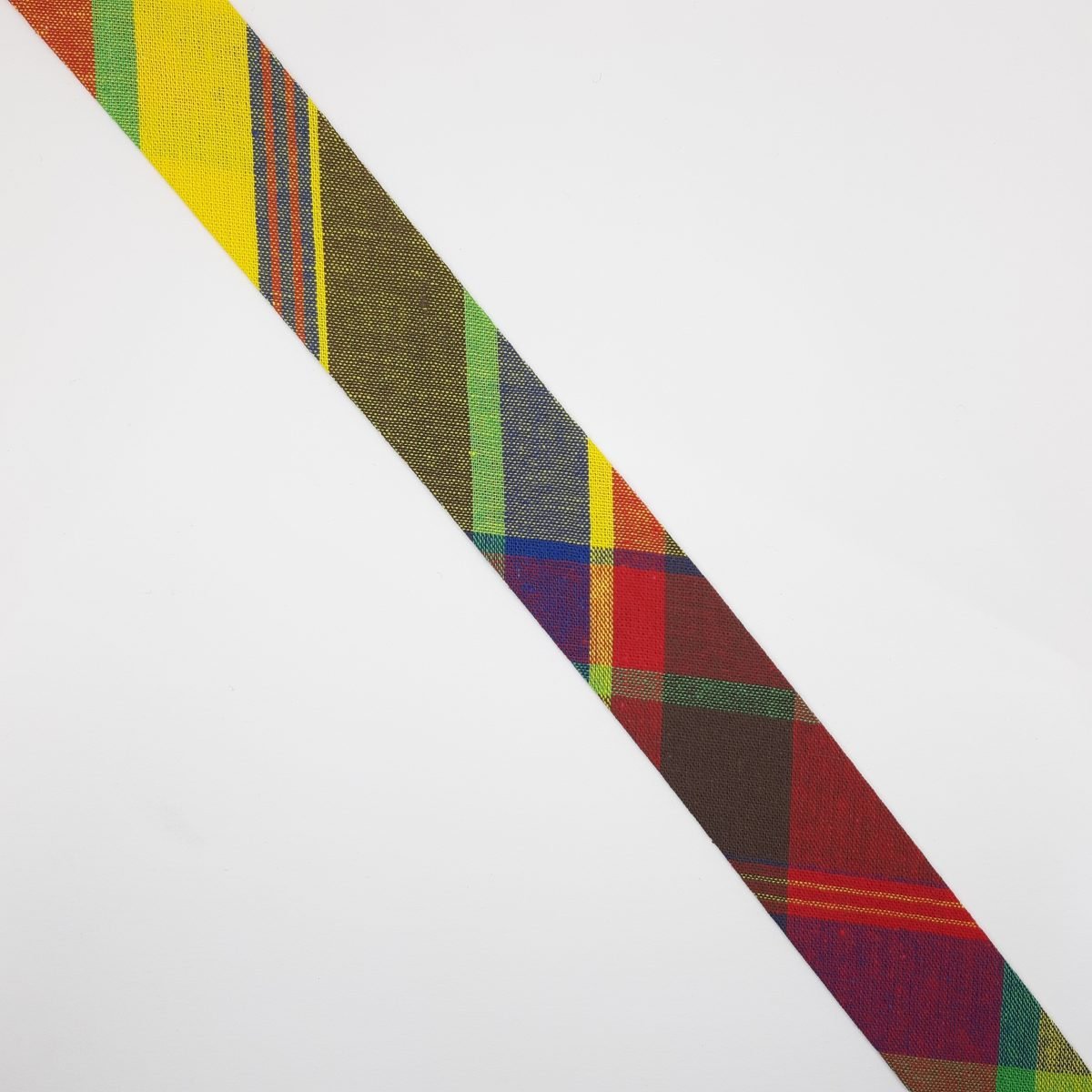 Cinta al bies de cuadros multicolor de 3 cms de algodón