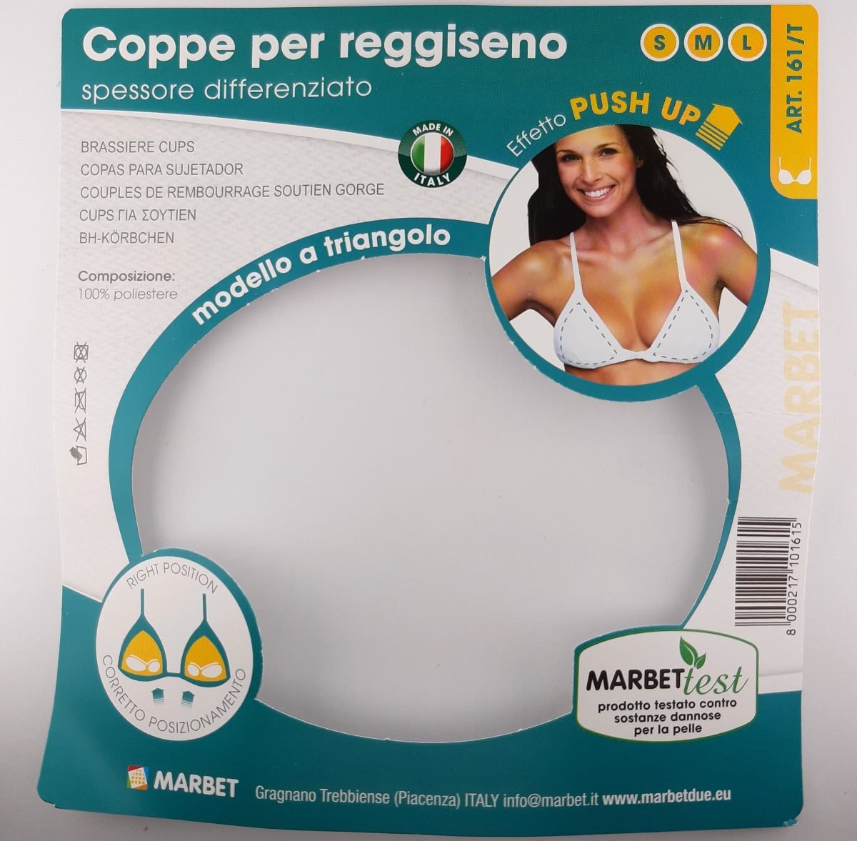 Copa triangular con relleno. Efecto push up.