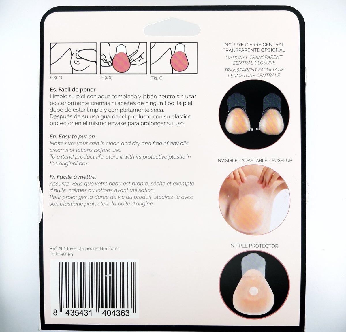 Copas autoadhesivas invisibles de silicona . Efecto push up