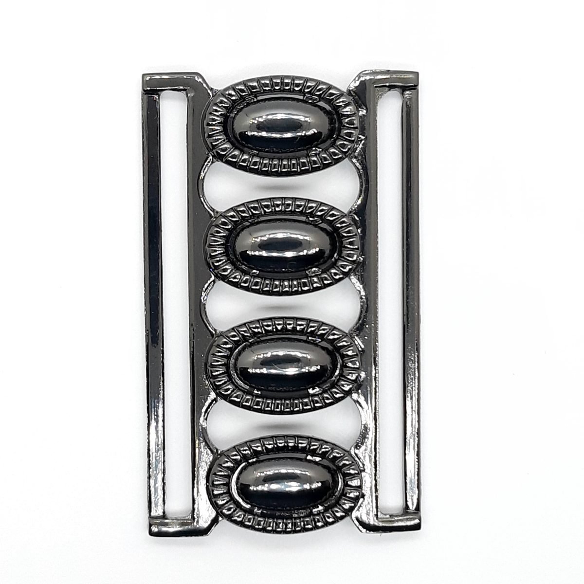 Hebilla metálica negro pavonado para cinturón elástico