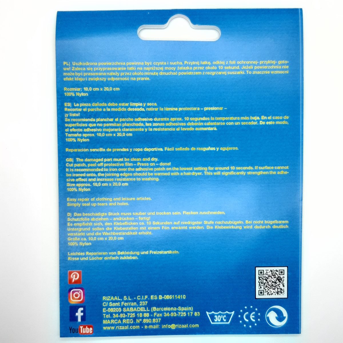 Tejido nylon reparador autoadhesivo Rizaal