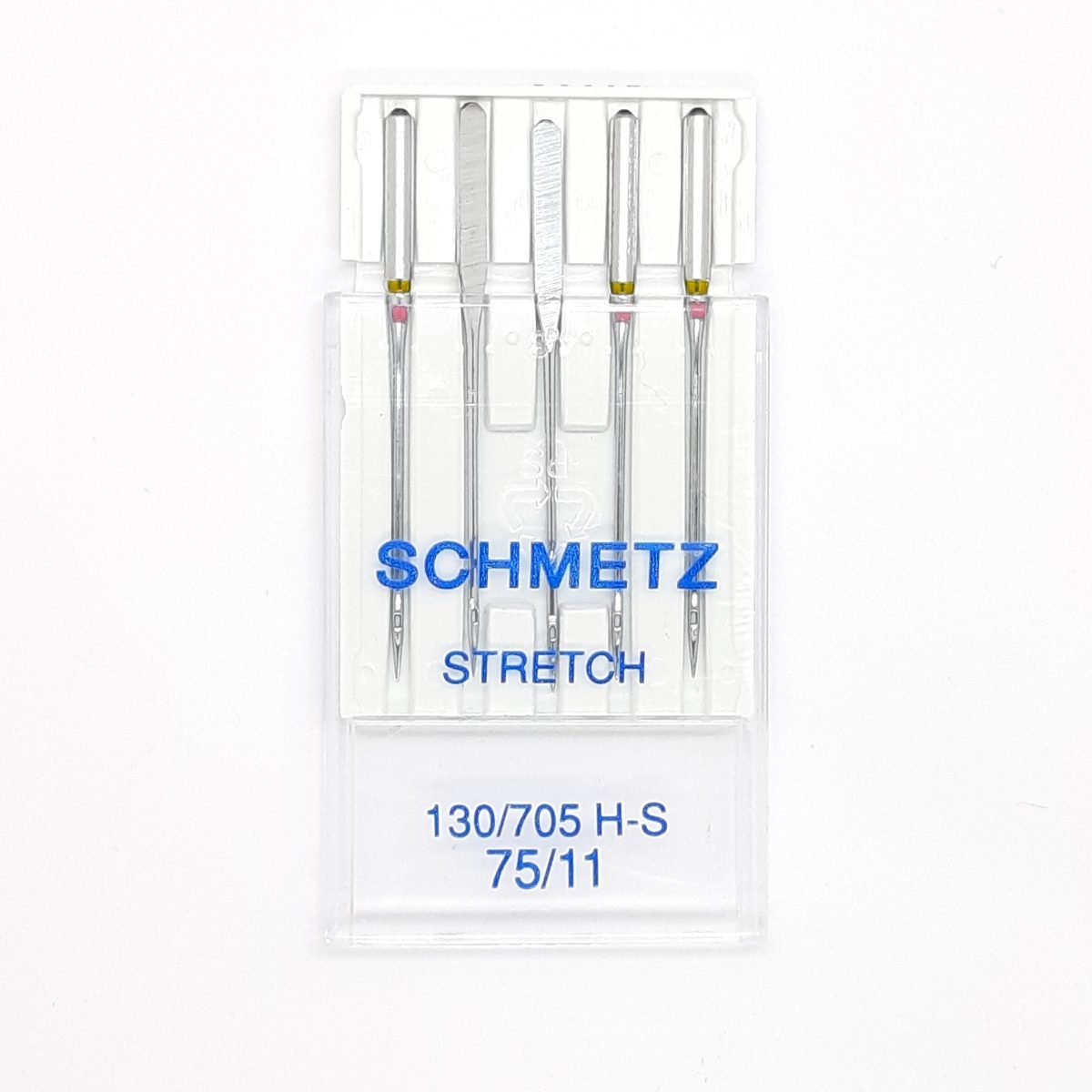 Aguja máquina Stretch Schmetz Nº75 con talón plano para evitar puntadas en falso 