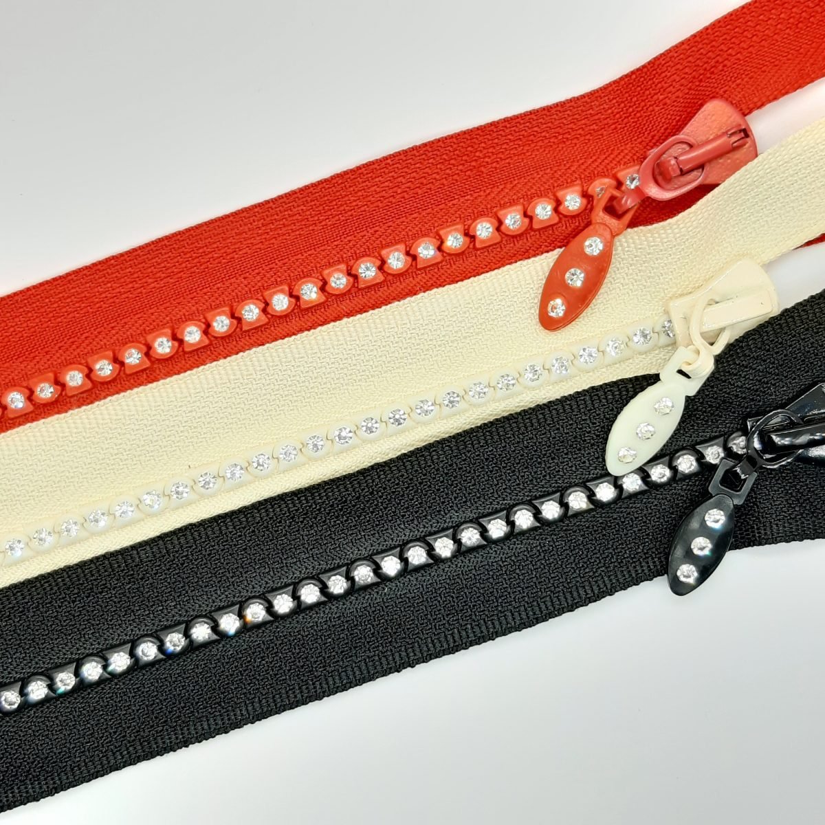 Cremallera fantasía strass de 50 cms separador con dientes brillantes original y elegante especial faldas, vestidos, bolsos,..