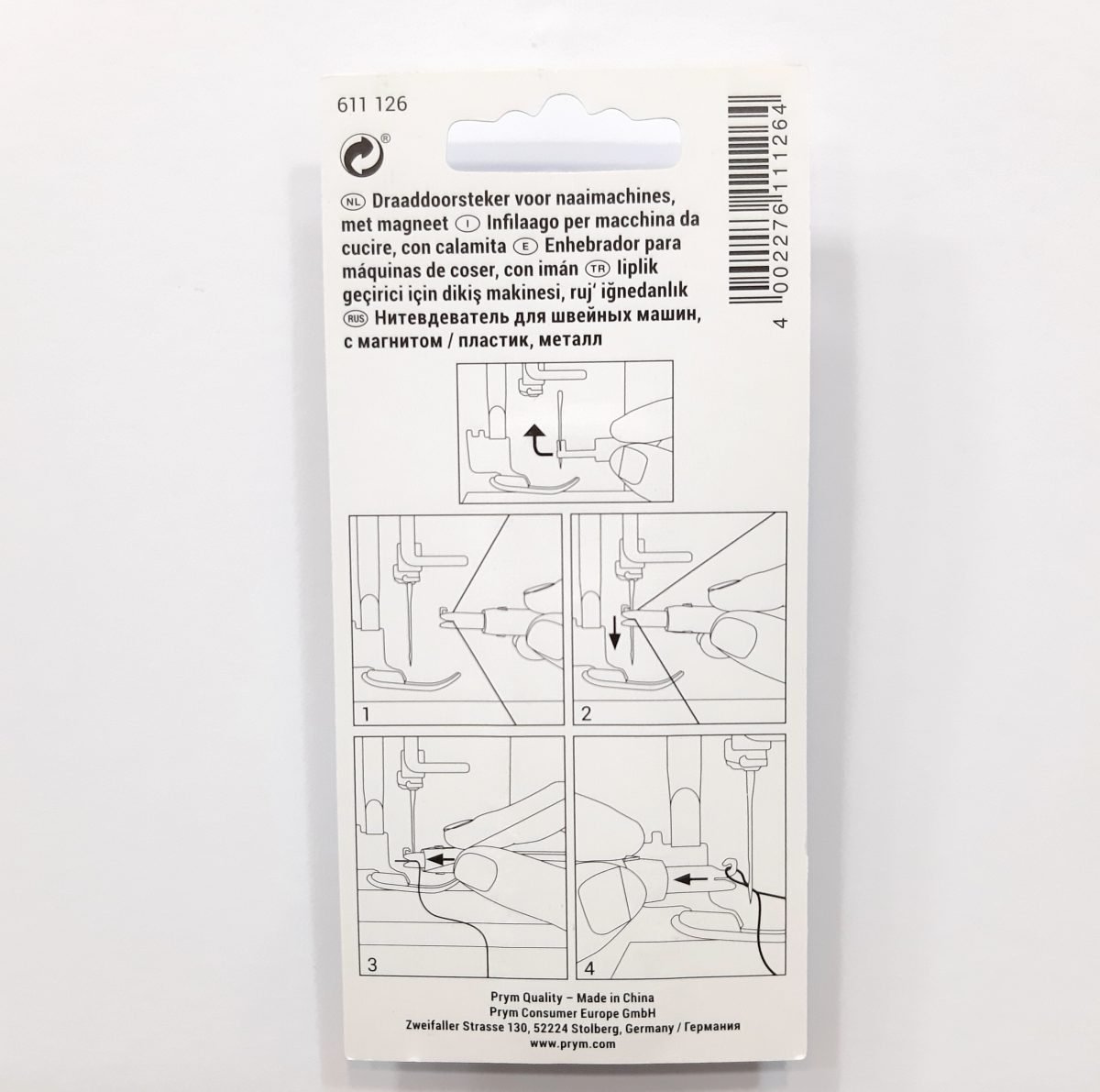 Enhebrador con imán para máquinas de coser Prym