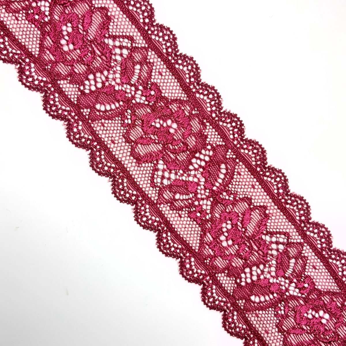 Entredos encaje elástico 5,8 cms granate