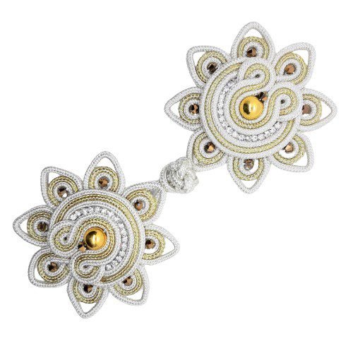 Alamar pasamanería oro y plata con cristal decorativo