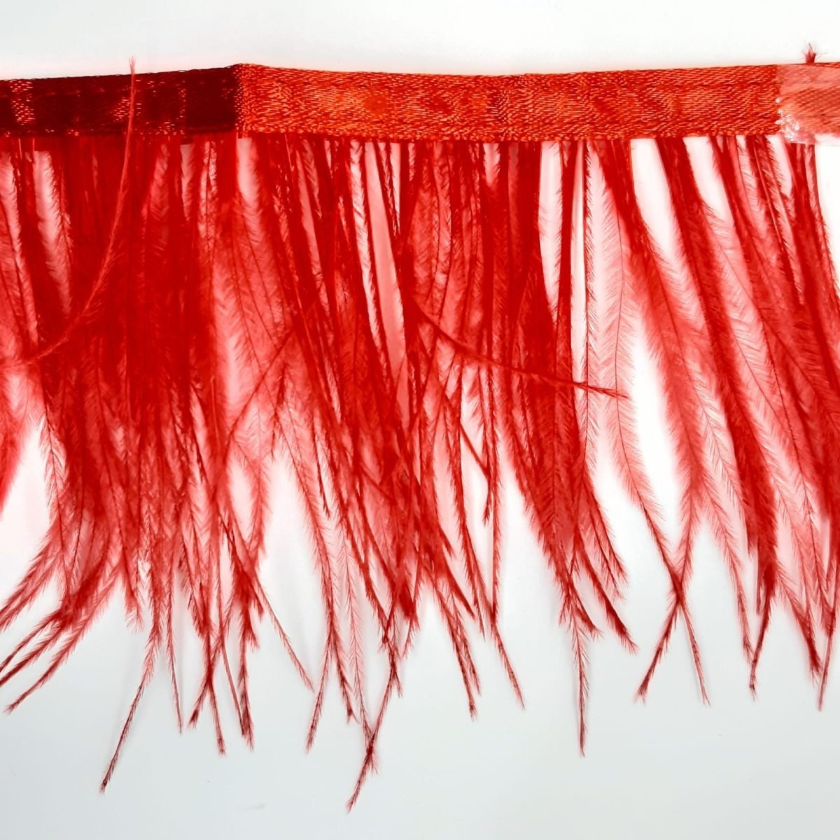Fleco con plumas de avestruz color rojo