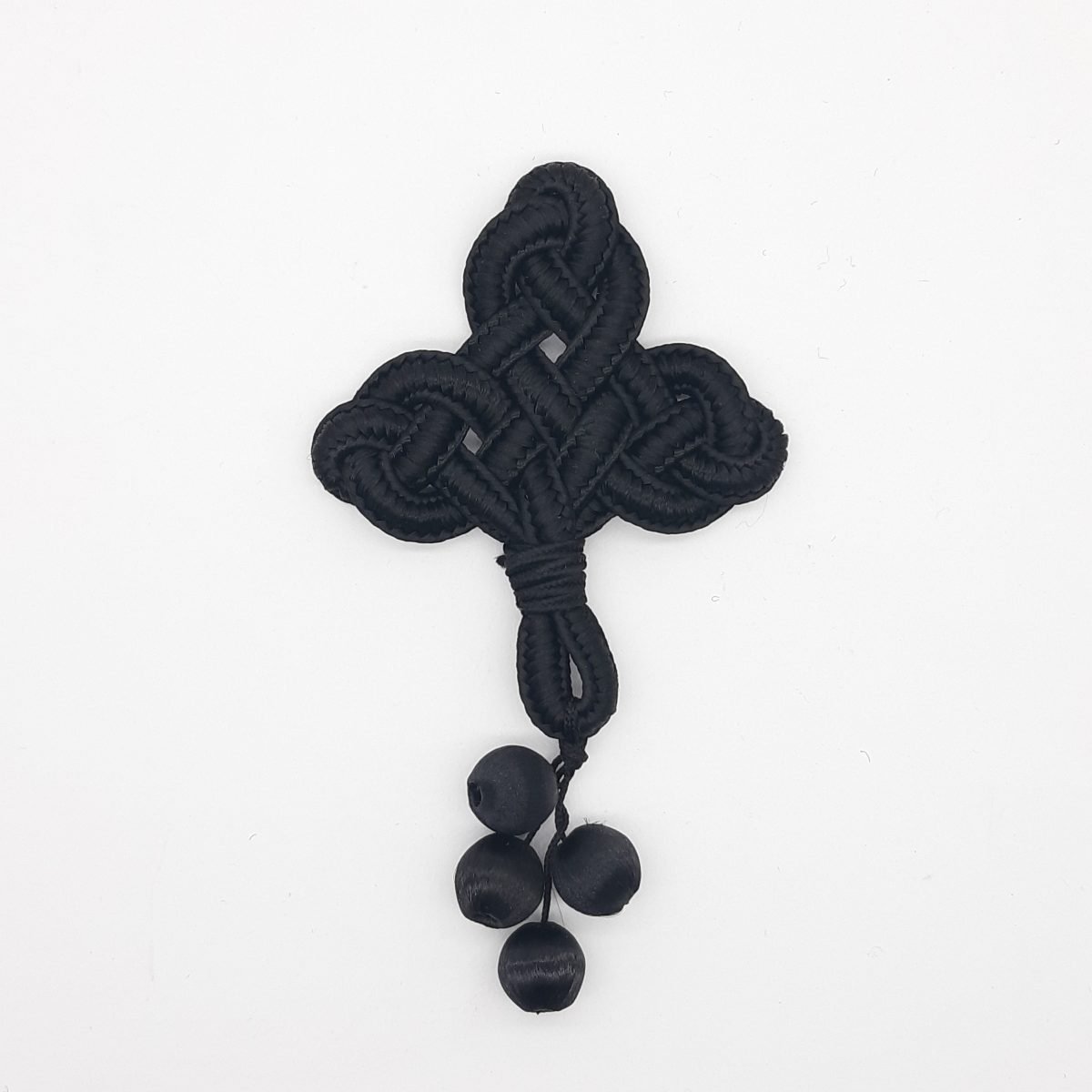Aplicación pasamanería negra con 4 con bolas decorativas