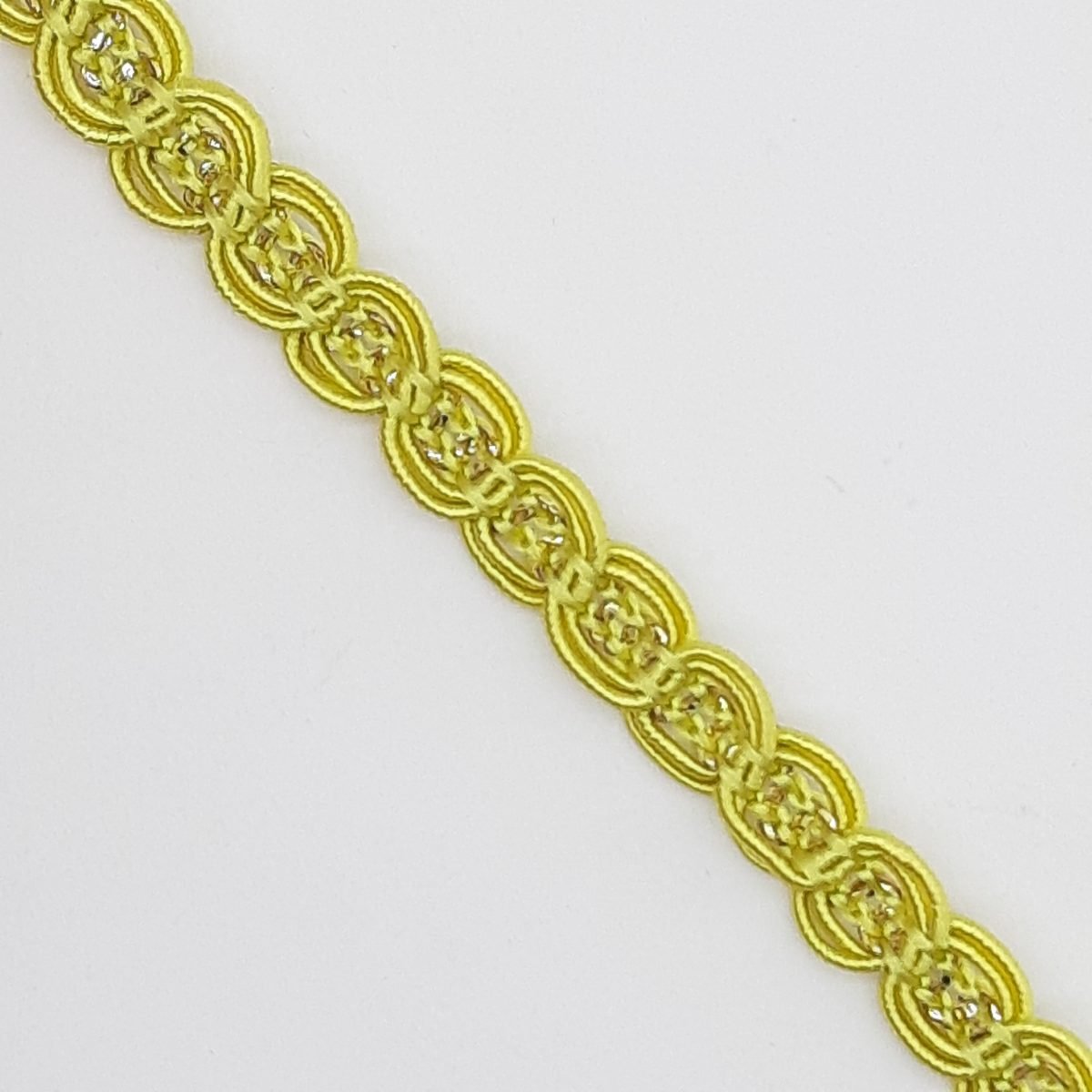 Galón pasamanería con ondas y brillo lurex de 7 mm y color amarillo claro