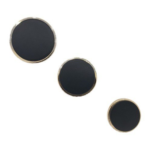 Botón negro mate filo dorado