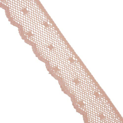 Encaje nylon 3 cms topos rosa palo
