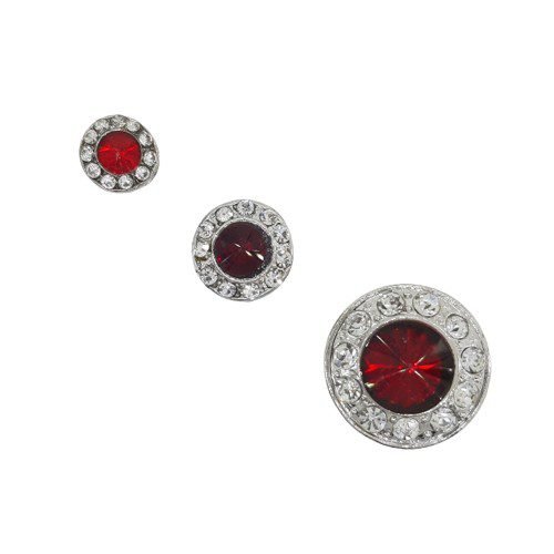 Botón rojo elegante con pedrería 
