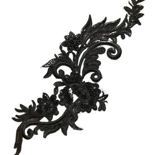 Aplique bordado negro 28 x 11 cms